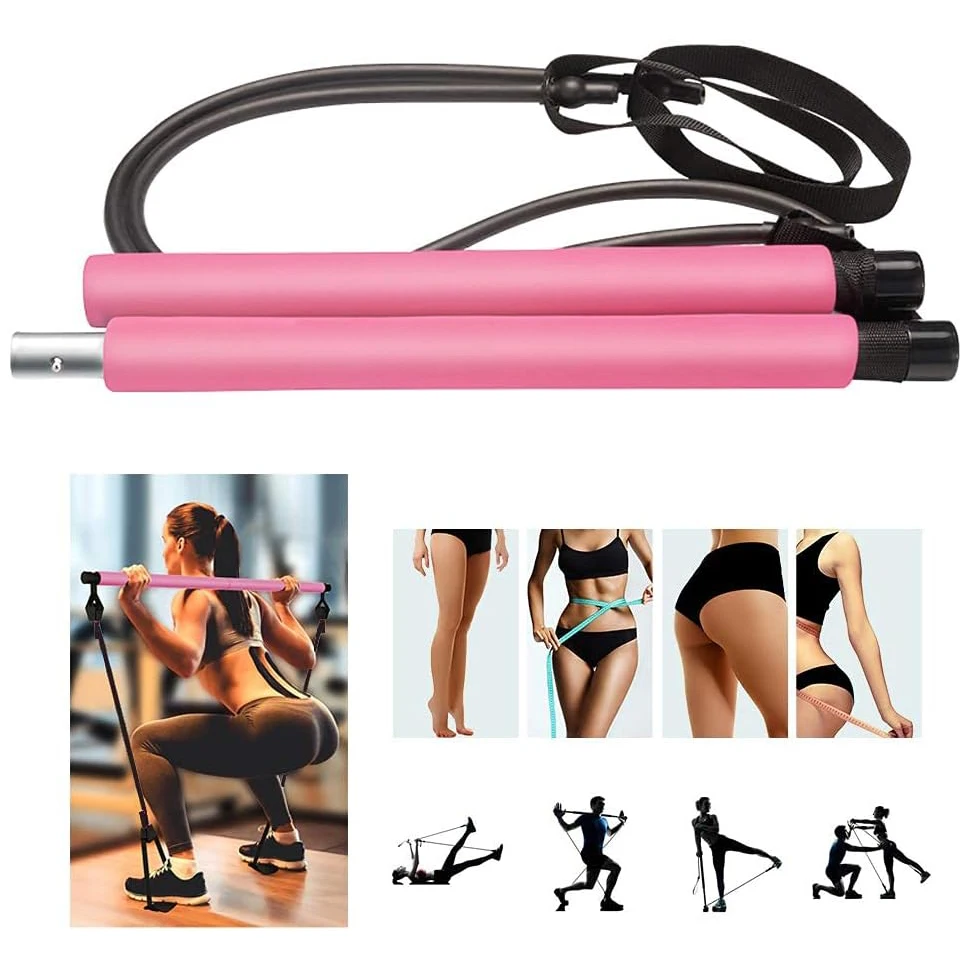 Purple Pilates Tension Band Fitness Exercise Body Shaping Pilates Tension Bar Multi Functional Rope