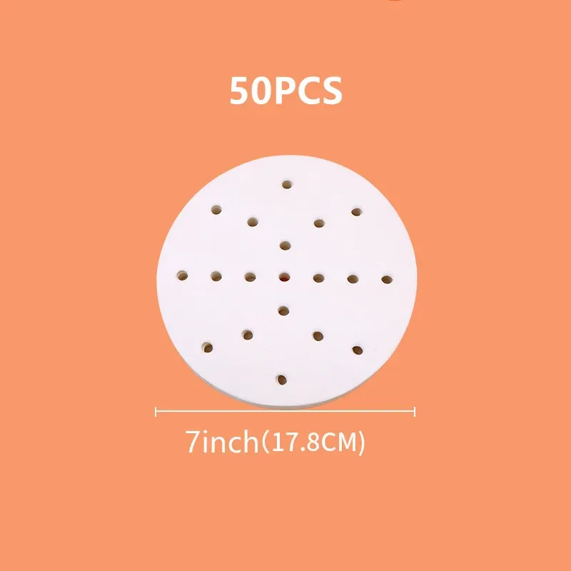 Disposable Round Air Fryer Paper Liners - Perforated Parchment Baking Sheets (50/100 Pack, 7/8/9 Inch)