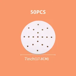 Disposable Round Air Fryer Paper Liners - Perforated Parchment Baking Sheets (50/100 Pack, 7/8/9 Inch) (7inch 50pcs)