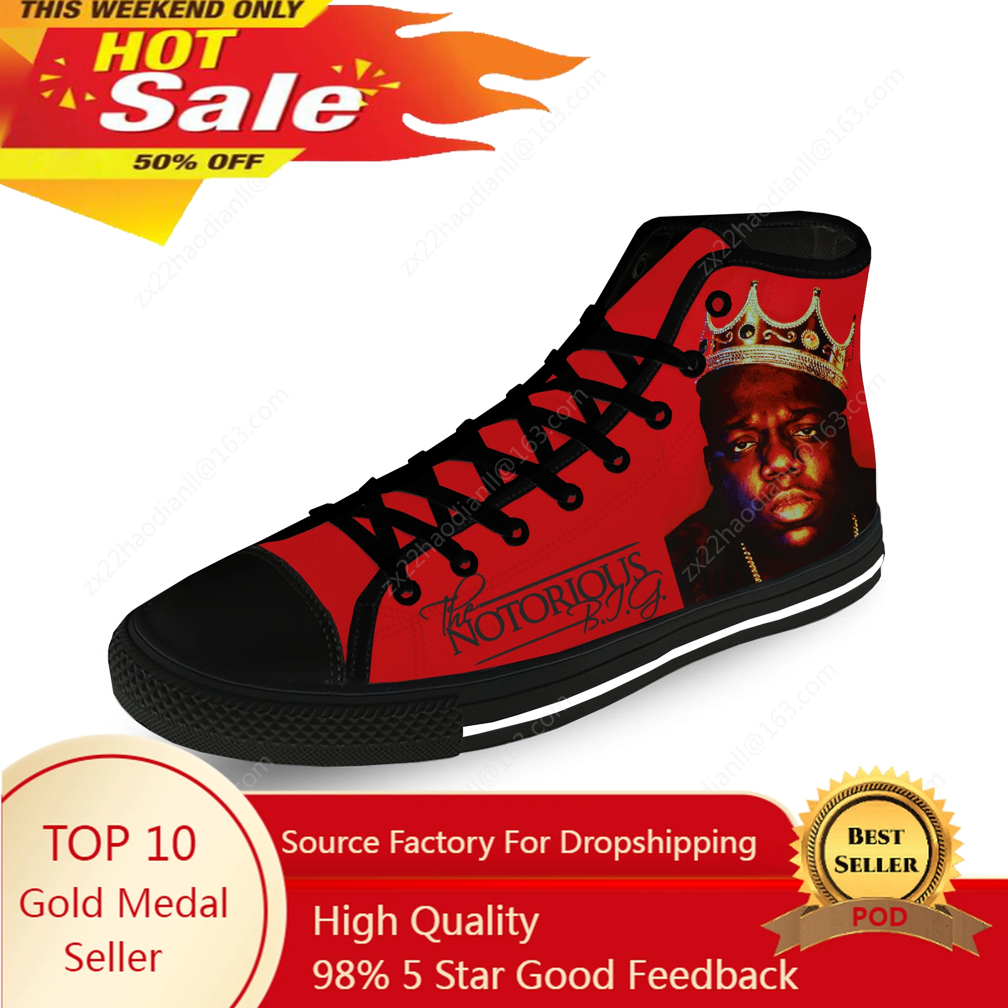 Notorious B.I.G. High Top Sneakers Mens Womens Teenager Casual Shoes Canvas 3D Print Shoes Cosplay Breathable Lightweight shoe