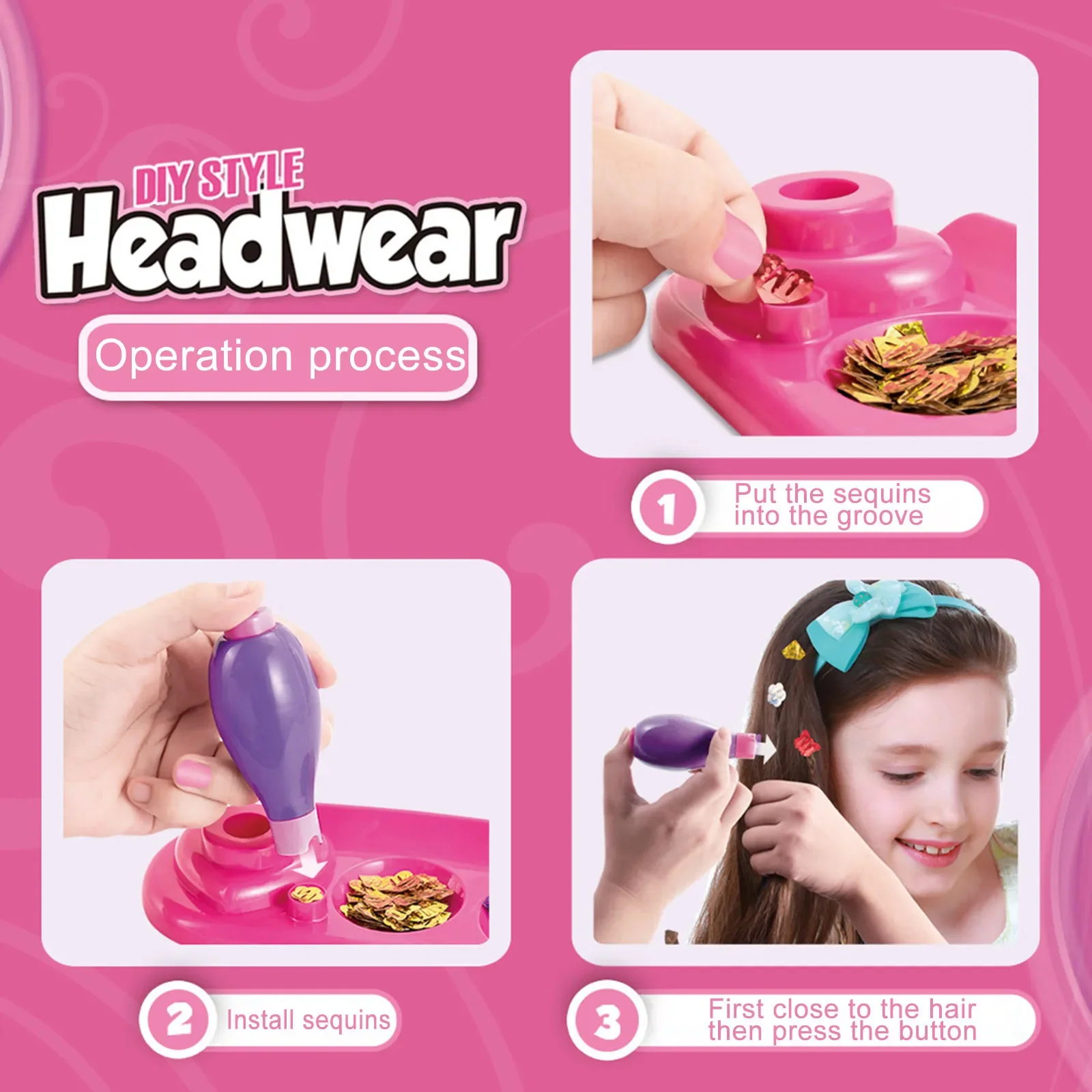 Hair Bedazzler Kit With Hair Glitter Patch Quick Glitter Machinehair Stamper Diamonds Stapler Tool Bedazzler hair accessories beading accessories set
