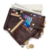 KAVIS RFID Genuine Cowhide Leather Wallet With Coin Pocket For Men Money Card Holder Purse Short Casual Zipper Bifold 3