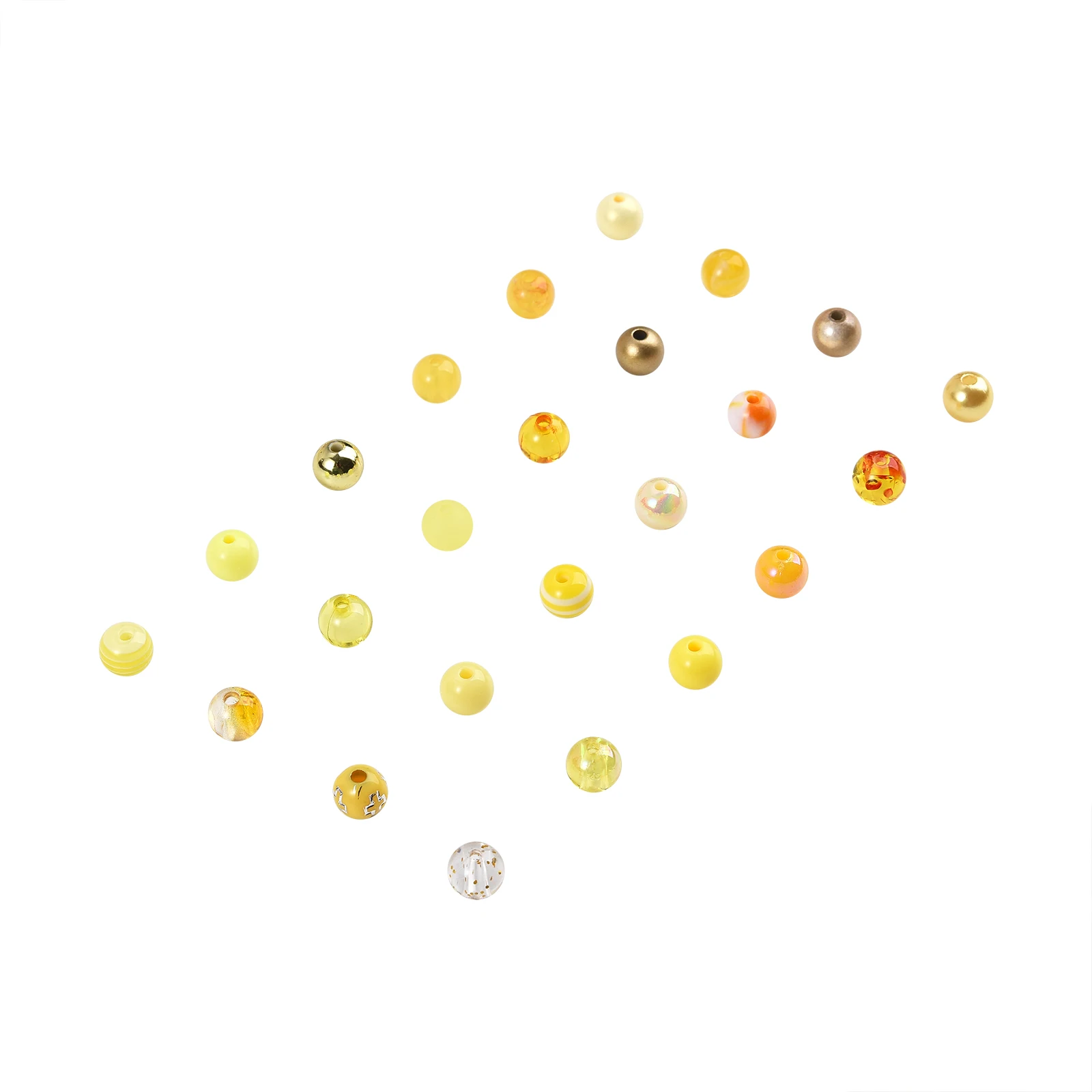 PandaHall ca. 600 Stück, 24 Stile, 8 mm, gelbe Acrylperlen, kleine runde Kunststoffperlen für die Herstellung von Halsketten und Armbändern – Detail 8