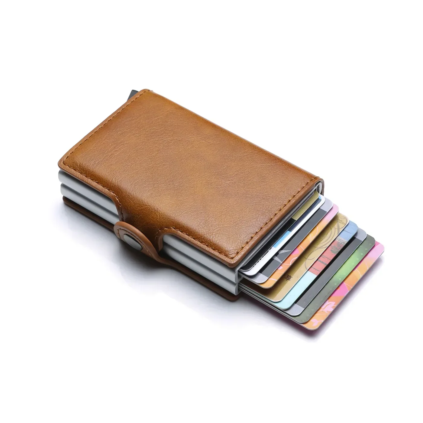 Men's Carbon Fiber Double-layer Wallet - Free Name Engraving - RFID Blocking Mini Card Holder (12-14 Slots) - Small Money Purse - 5