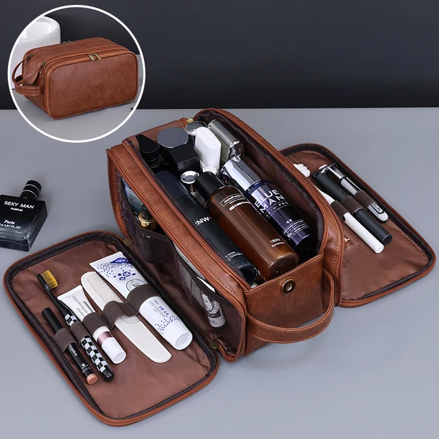55066-12090e.jpg Multi Pockets PU Toiletry Bag For Women Men Travel Essentials Makeup Bag Waterproof Hanging Bag Cosmetic Washing Organizer Bag