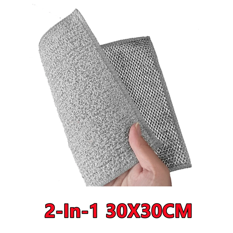 thumbnail image 1 of Nuevo paño de limpieza mágico 2 en 1 mejorado, paños para lavar platos de carbón de bambú con alambre de acero de doble cara, trapos para eliminar el óxido, estropajo, 1 of 5