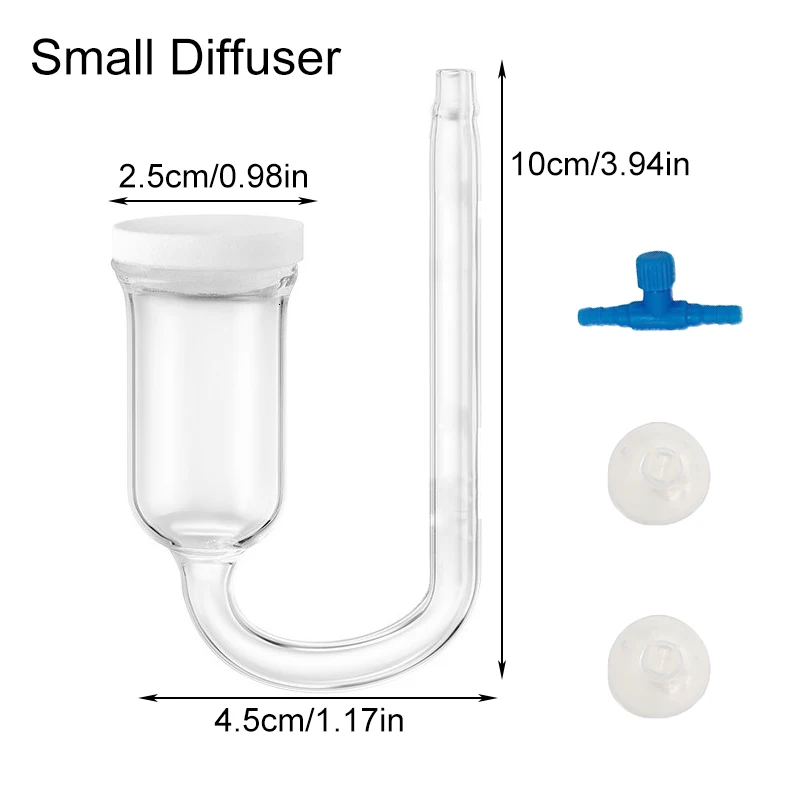 CO2-Diffusor für Aquarien, Blasenreaktor, CO2-System, Zerstäuber für Aquarien, lebende Pflanzen, Wasser, Gras, wachsen, Raffinierer mit Saugnapf – Detail 3