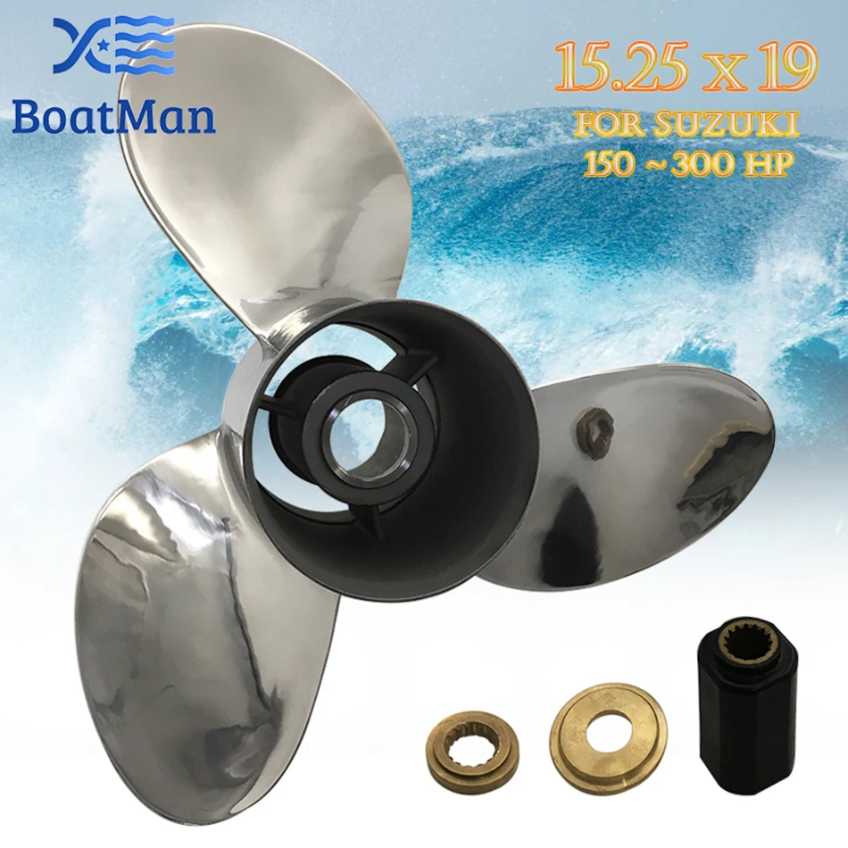 Boatman Boat Elica 15.25 X19 Per Motore Suzuki 150/175/200/300 Hp Acciaio Inossidabile 15 Scanalature Dente Parti Della Barca Muslimah