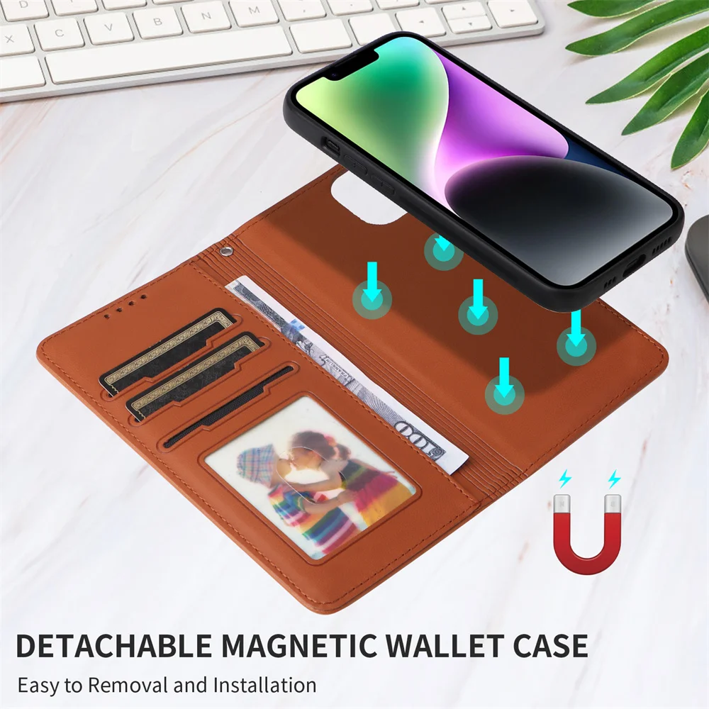 BETOPNICE 2-in-1 Detachable Magnetic Leather Wallet Case with Folio Flip and Magnet Clasp