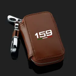 Premium Genuine Leather Zippered Car Key Fob Case with Keychain (BROWN)
