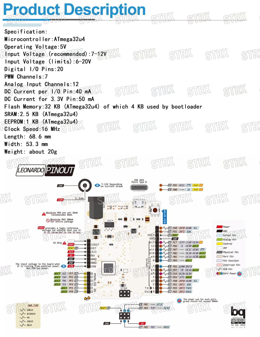 Leonardo R3 Mikrocontroller Atmega32u4 Entwicklung Board Mit USB Kabel Kompatibel für arduino DIY Starter Kit – Detail 2