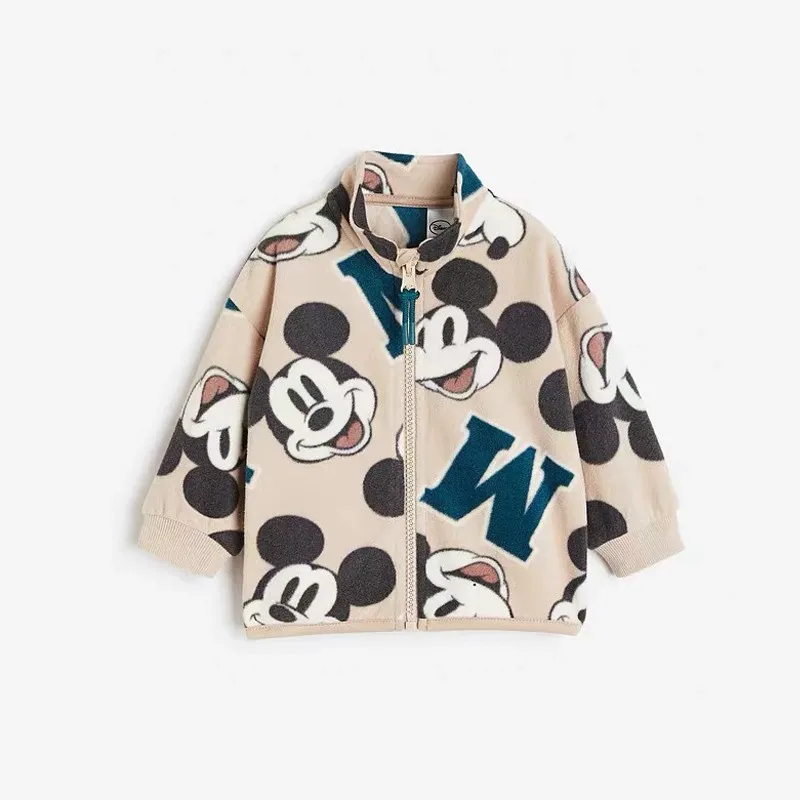 Mickey Pattern Baby Boys Autumn Winter Greatcoat Children's Jackets Cartoon Fashion Girl Boy Outerwear Kids Clothing