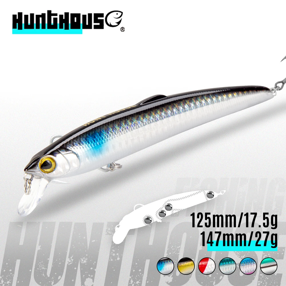 Hunthouse fishing lure flexible floating smith saruna minnow 125mm 17.5g for fishing seabass pike fishing hard baits wobble hunthouse 3dr pencil topwater fishing lure 100mm 14 5g wtd top water bait surface reflective floating fishing lures for seabass