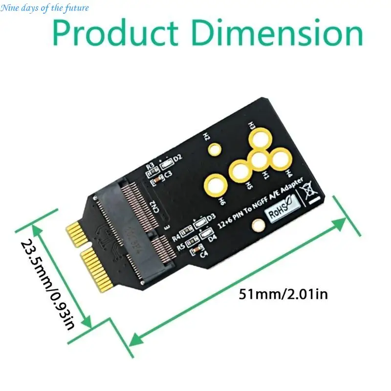 AX200/201/210 WIFI6 모듈-NGFF 2230 M.2 E65A 용 BCM94360CS2/BCM943224PCIEBT2 카드 교체 용 12 + 6 핀 어댑터 카드