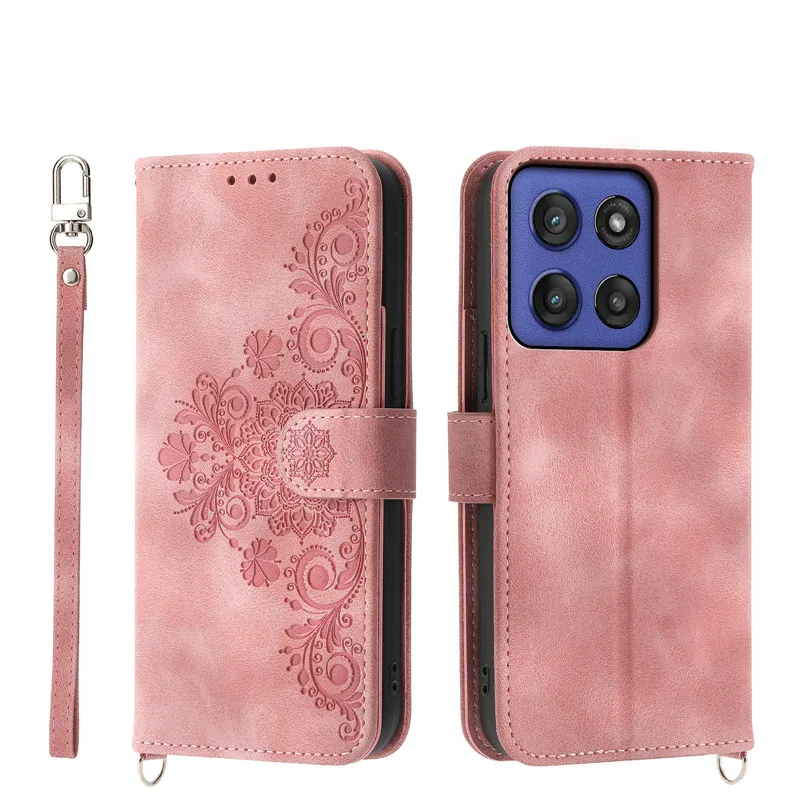 Elegant Leather Magnetic Phone Case - Floral Flip Wallet Cover