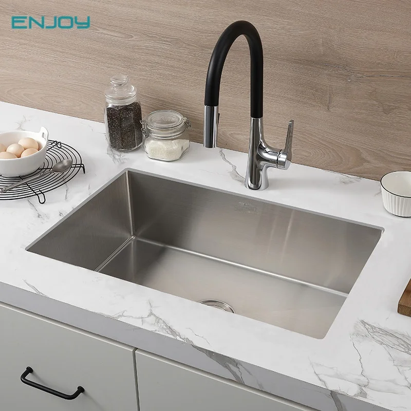 

304 Stainless Steel Narrow Rim Kitchen Sink with Handmade Brushed Finish