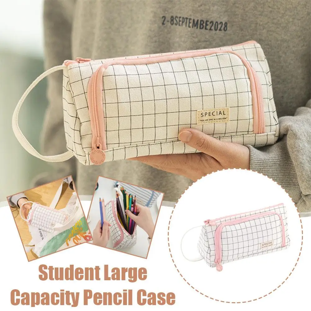 

1 Pcs Student Large Capacity Pencil Korean Version Stationery Cute Canvas Student Bag Pencil Minim S3f3