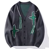 2024 Autumn/Winter New Men's Casual Knitted Cardigan V-neck Fashion Design Warm Japanese Versatile Sweater Cardigan 1