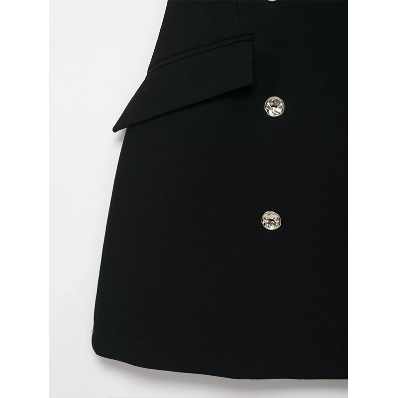 2025 Female Sexy Mini Dress Halter Sleeveless Backless Double Breasted Summer Dresses Fashion Elegant Simple Women Dress