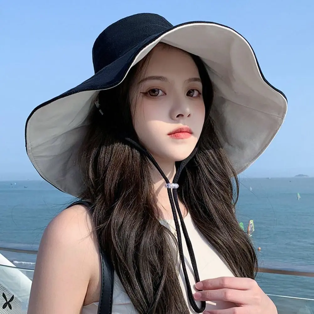 Anti-UV Big Brim Sunscreen Hats Caps Fisherman Cap Double-sided Foldable Bucket Hat for Women Girls Summer Sun Hat Visor sun hat bucket hat women bucket hat women hat