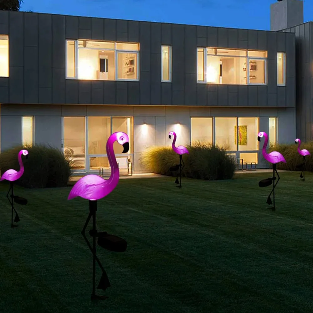 Description Picture 2 of itemPink Flamingo Solar Light Outdoor Courtyard Decoration Light Waterproof Garden LED Patio Walkway Light with Lights Ground Lamp