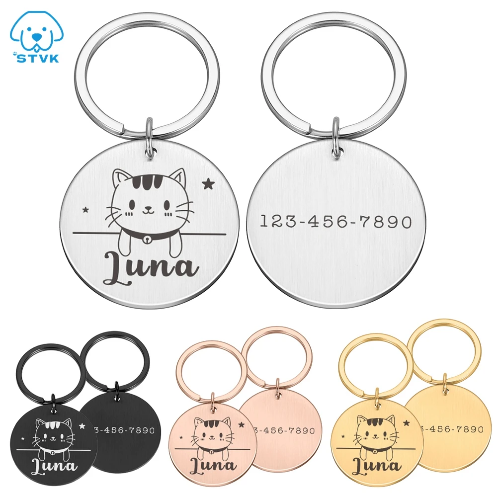 Personalized Engraving Pet Cat Name Tags Customized Kitten ID Tag