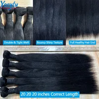 YOCYTU 20 20 20 Pouces Tissage Cheveux Humains 1/3/4 PCS Lot de Tissage Cheveux Humain 12A Tissage Naturel Brésilien Haut Qualité Meche Tissage Humain Hair Raw Hair Bundles 100% Human Hair Livraison 3 Jours France 3