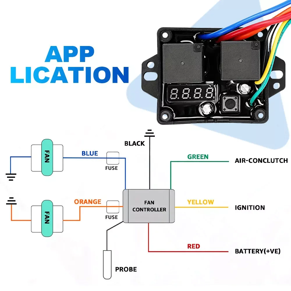 Kit relè Ventola di Raffreddamento Elettrica Universale per Controllo della Temperatura, con Cablaggio, Filettatura NPT per Veicoli DC12V, Avvio o Arresto a 175-185 °F Kit relè Ventola di Raffreddamento Elettrica Universale per Controllo della Temperatura, con Cablaggio, Filettatura NPT per Veicoli DC12V, Avvio o Arresto a 175-185 °F