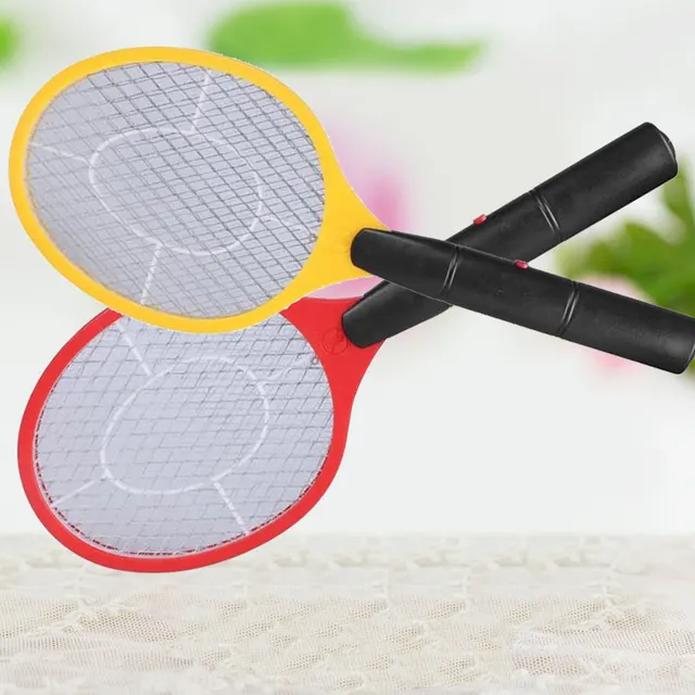 Summer Triple Nets House Attery Power Electric Fly Swatter Electric Pest Repeller Bug Zapper Racket Wireless Long Handle 3