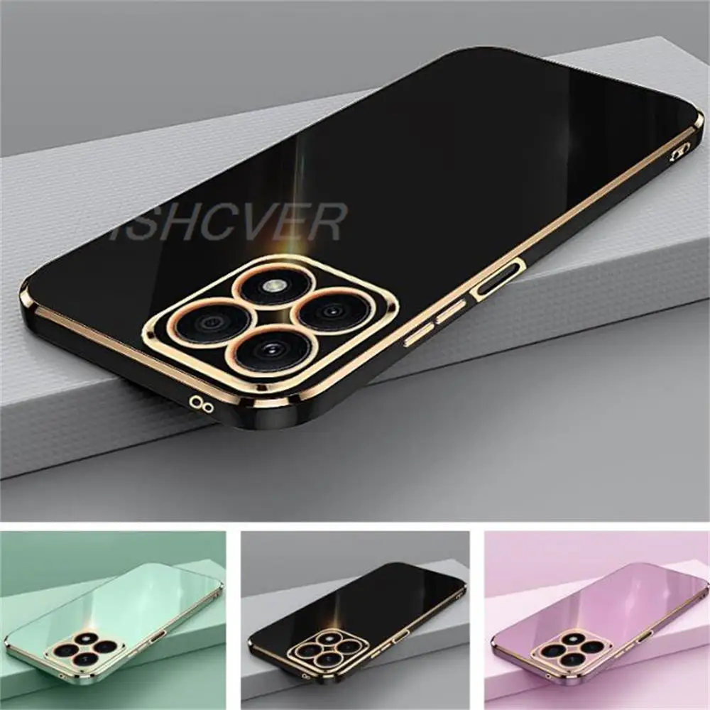 Custodia Per Telefono Con Placcatura Quadrata Di Lusso Per Honor X8A 6.7 "2023 Crt-Lx1, Crt-Lx2, Crt-Lx3 Cover Posteriore Morbida Antiurto Fundas