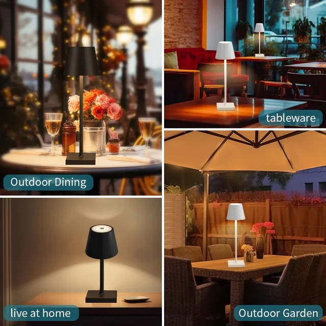 Rechargeable LED Table Lamp Touch Switch 3 Levels Dimmable Desk Lights Bar Club Dinner Creative Decorative Ambient Lighting 5