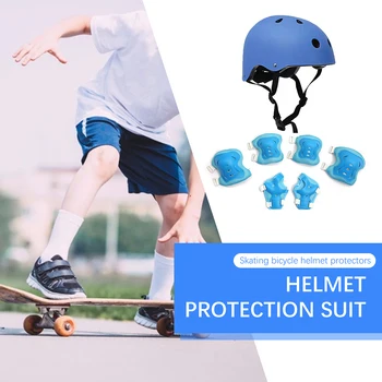 7PCS/set Kids Skateboard Scooter Helmet Bicycle Sport Protective Gear Set Knee Elbow Pad with Wrist Guards for Boys Girls Skiing 4