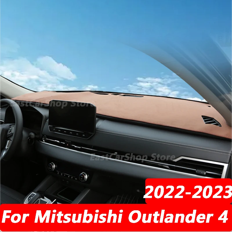For Mitsubishi Outlander 4 2022 2023 Car Flannel Dashboard Mat Cover