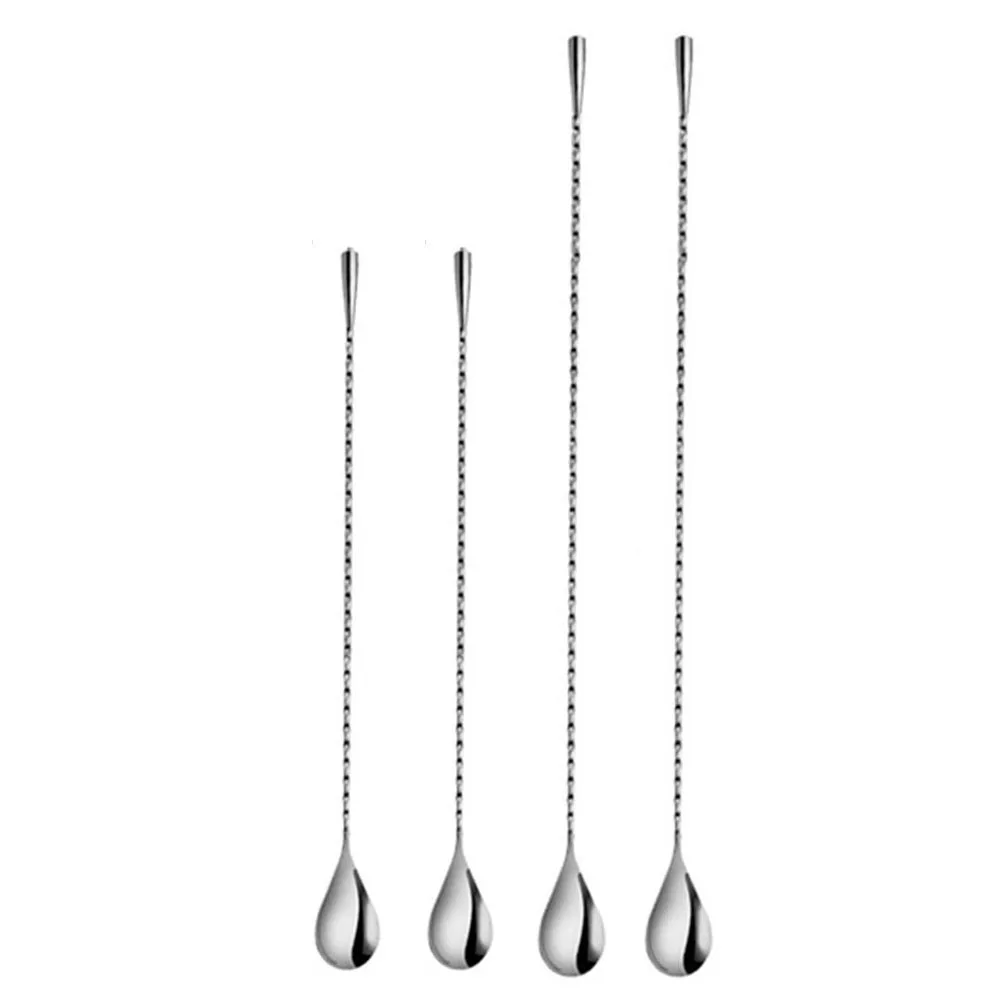 2Pcs Long Handle Cocktail Stirrers Bartender Mixing Spoon Stainless Steel Barman Kit Accessories Whisky Shaker Bar Kitchen Tool