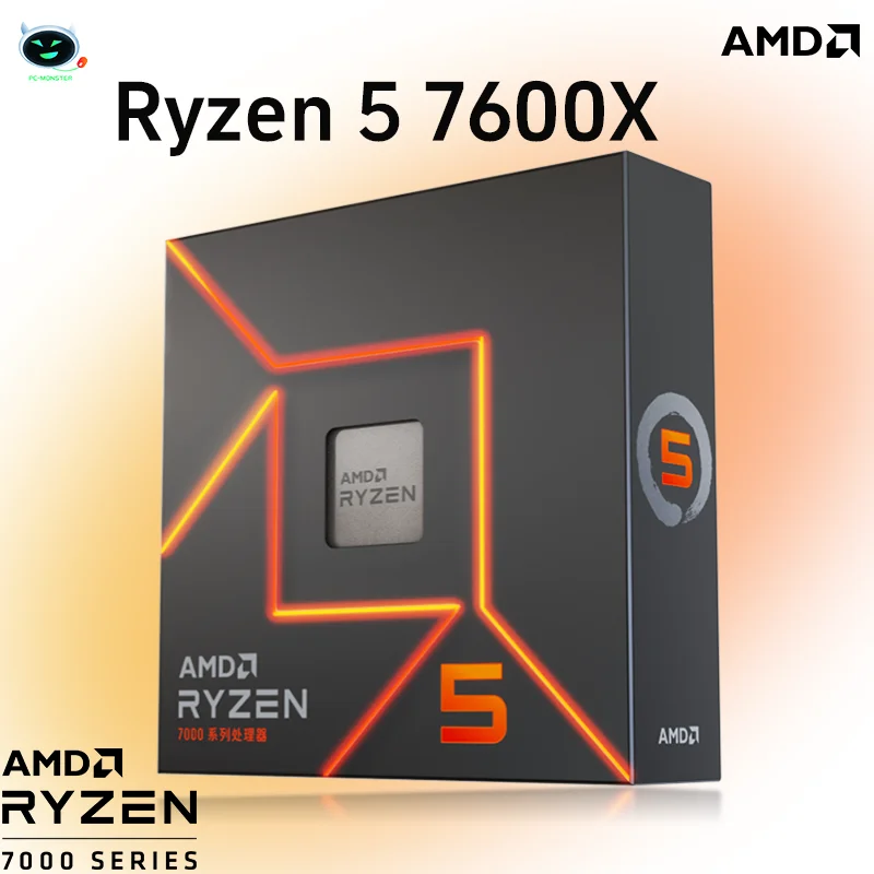 thumbnail image 1 of NUEVO Procesador AMD Ryzen 5 7600X R5 7600X 4,7 GHz, 6 núcleos, 12 subprocesos, PCIE 5.0, 105 W, 5 NM, L3=32 M, 100-000000593, LGA AM5, para juegos, 1 of 4