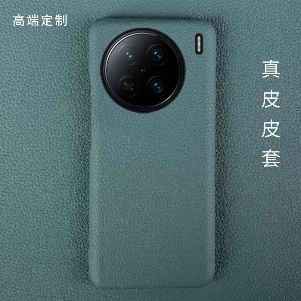 

Genuine Leather Hard Back Cover for VIVO, Classic Phone Case, Lichee Pattern, X90 Pro Plus, All-Inclusive