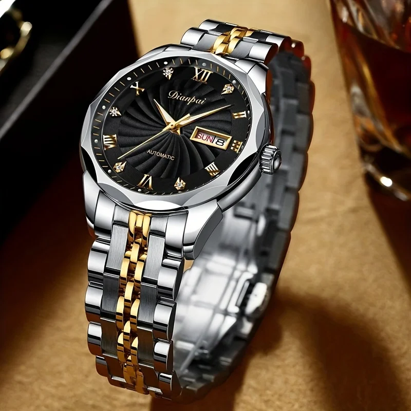 Swiss quality genuine mechanical watch, luminous waterproof men's watch, stainless steel strap, watch, fashionable watch