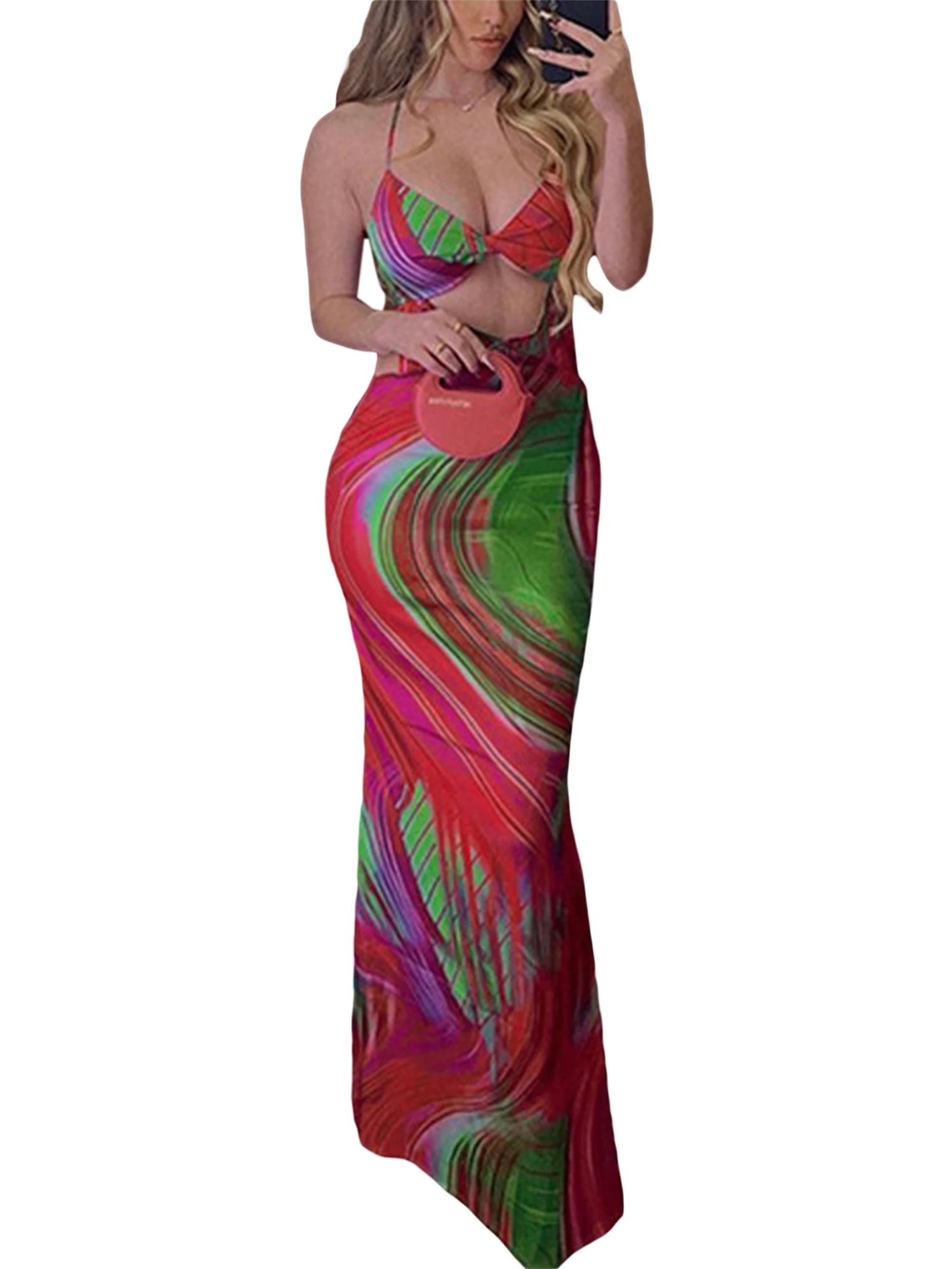 

TNGXXWL женское длинное платье с крученым узлом, вырез, V-образный вырез, цветочный принт, платье с открытой спиной, летнее свободное Цветочное платье, женская пляжная одежда (желтая