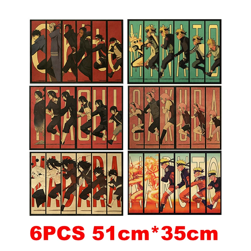 

51cm35cm Naruto Kraft paper poster Anime poster wallpaper room decoration Naruto Itachi Kakashi Sasuke Gaara Minato Madara Obito