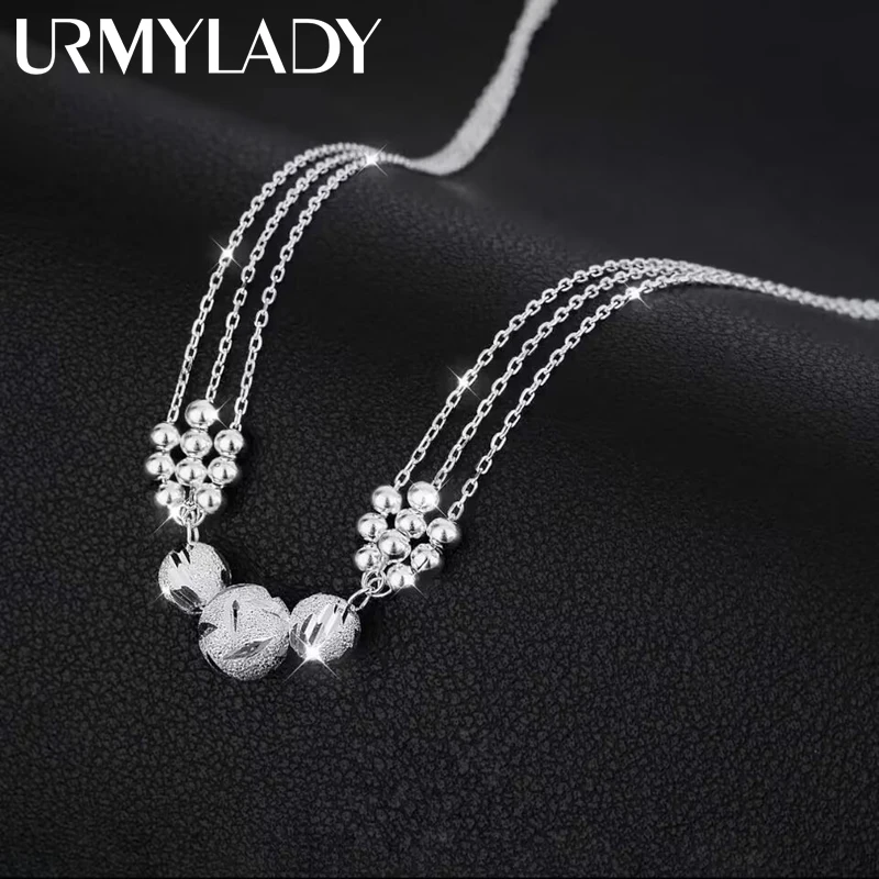 

wholesale 45cm 925 Sterling silver Charms necklace Luck beads jewelry fashion cute chain for women lady wedding gift