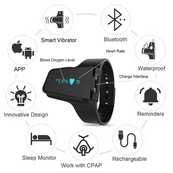 Viatom Checkme O2 Max 수면 산소 포화도 모니터, 수면 무호흡증, 진동 알람 앱, PC 보고서, 안드로이드 IOS