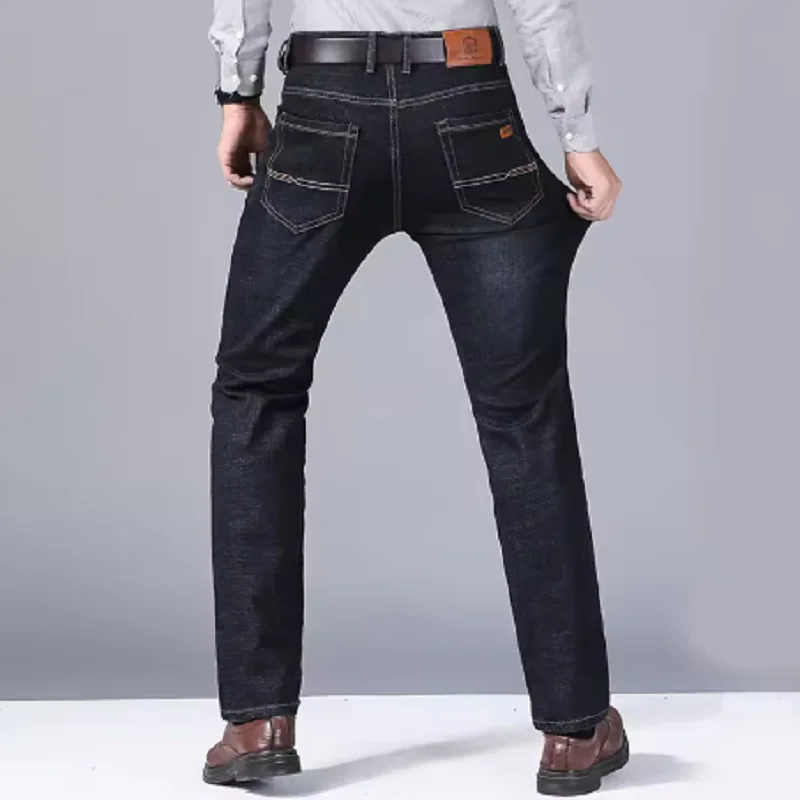 Wthinlee New Business Men's Jeans Casual Straight Stretch Fashion Classic Blue Black Work Pant Denim Trousers Male Clothing 1