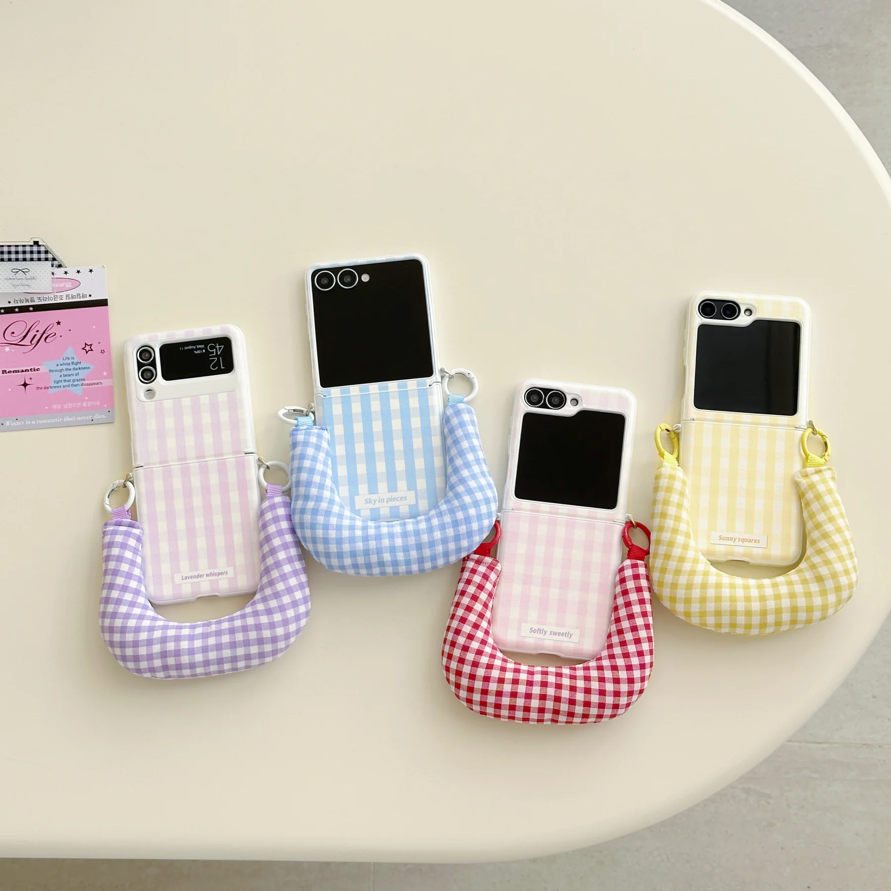 Cute Fresh Candy Colored Striped Soft Rope Portable Phone Case Back Cover