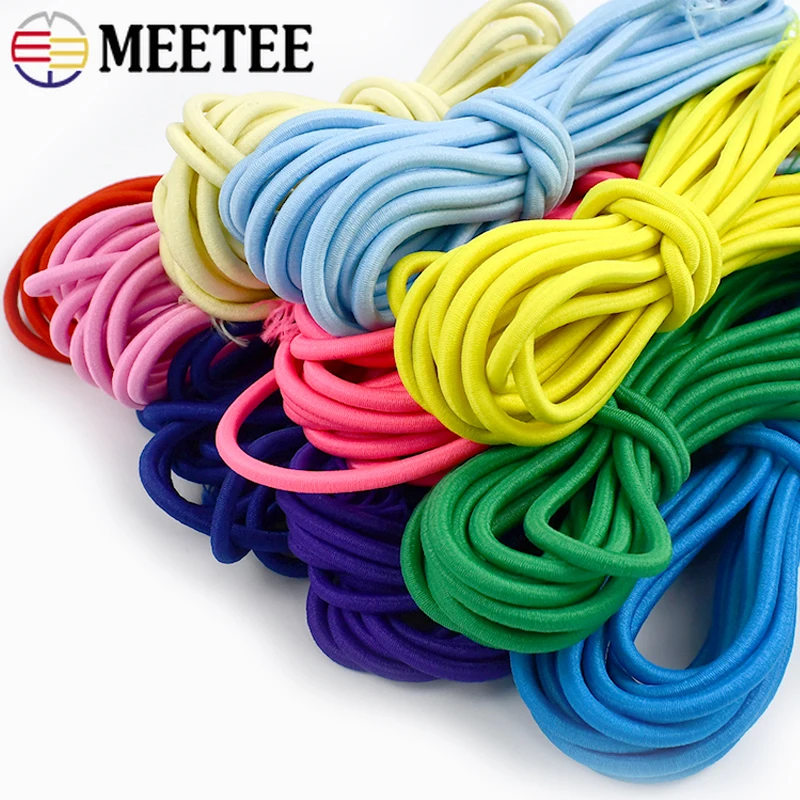 5/10/20M Meetee 4mm Colorful Elastic Band Stretch Cord Rubber Rope for Garment Pants Hair Spring String Tape Sewing Accessories