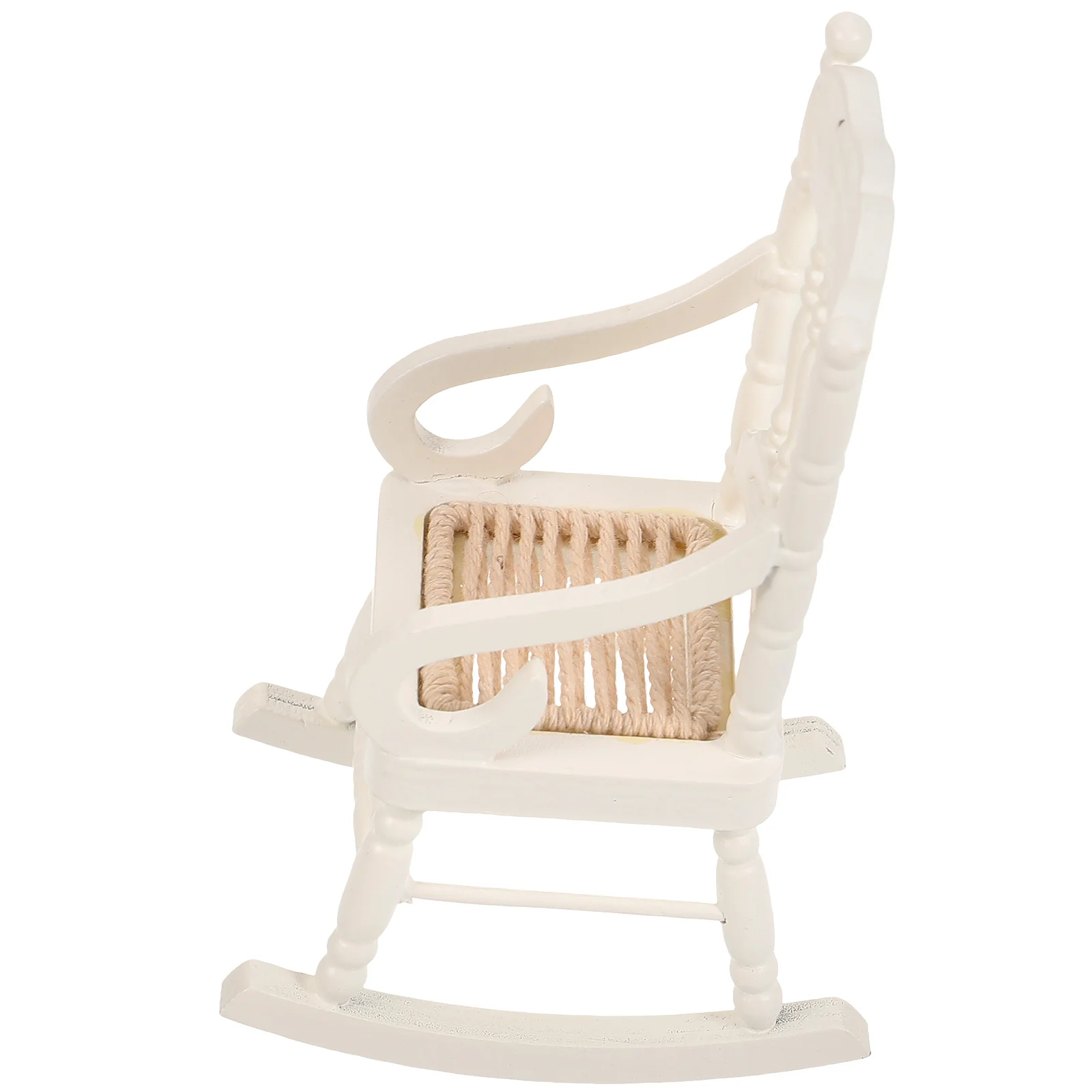 

Wooden Dollhouse Furniture Set Miniature Rocking Chair Model for Girls and Boys Age 3+ (White)