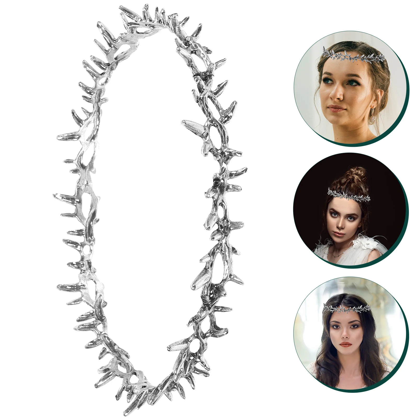 

Prom Crown of Thorns Party Hair Accessories Ancient Silver Wedding Bride Tiaras Miss Headdress