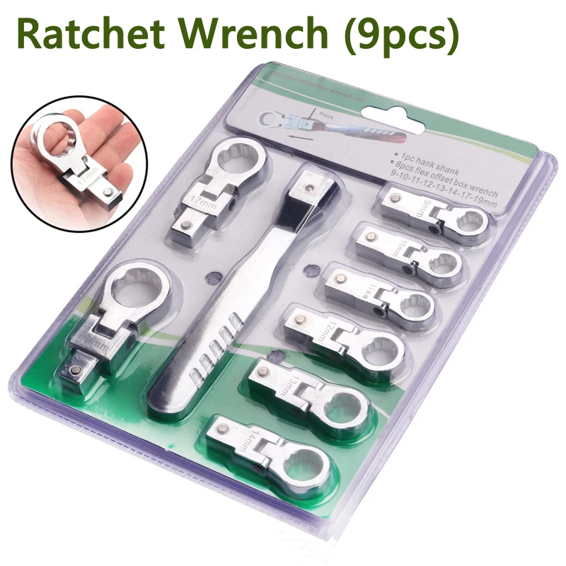 Portable Ratchet Wrench 72 Gear Shaking Head Interchangeable Combination Set Rotatable 180 °Removable Flexible Torque Spanner edge corner plane Hand Tools