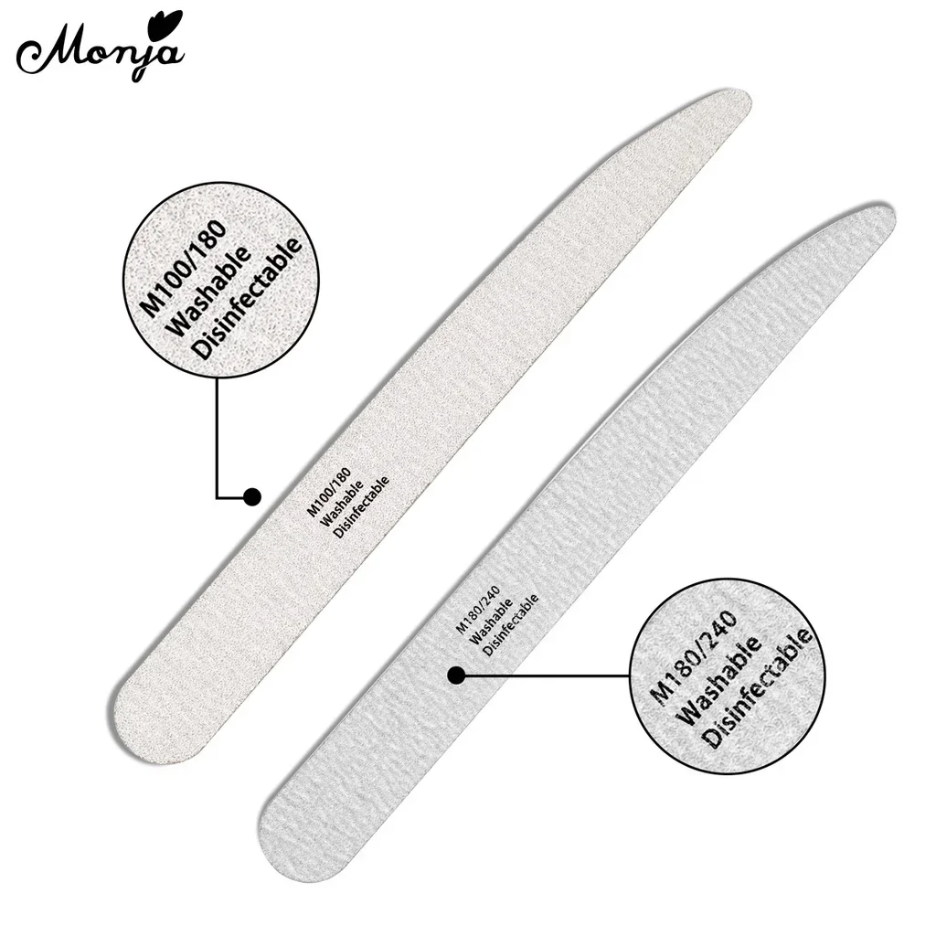 

Monja 5PCS Nail Files Double Side Sandpaper Buffer 100/180/240 Grit Sanding DIY Salon Tips Trimming Manicure Care Reuse Tools