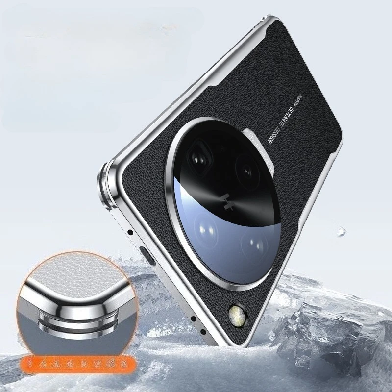 Luxury Plating Leather Metal Lens Holder Shockproof Bumper Protective Stand Cover