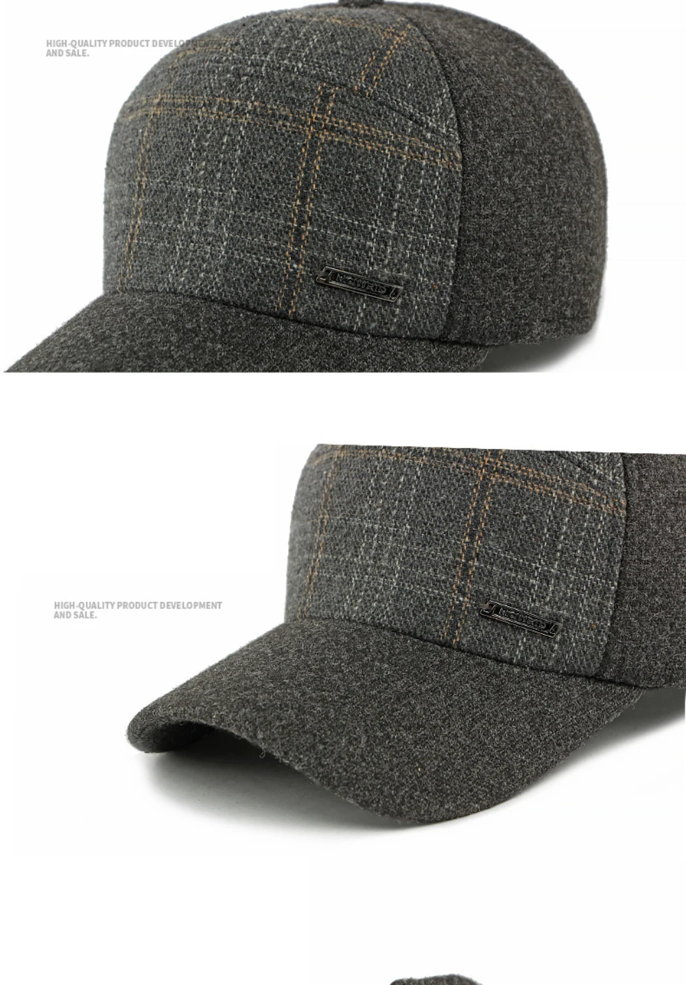 HT5010 Dicke Warme Winter Kappe Männer Hohe Qualität Wolle Baseball Hut Männlichen Schnee Ski Earflap Kappe Einstellbare Baseball Kappe Vater Papa Hut – Detail 6